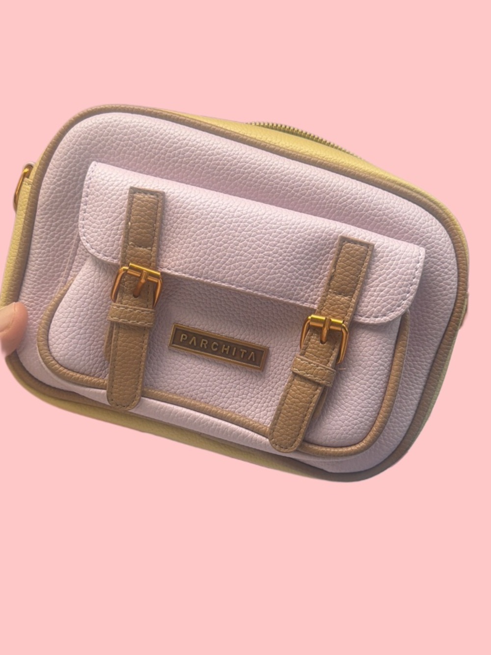 Parchita Women’s Pink and Tan Crossbody Bag